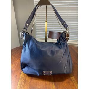 Preloved Navy-Blue Nylon Karl Lagerfeld Purse with shoulder and chain strap